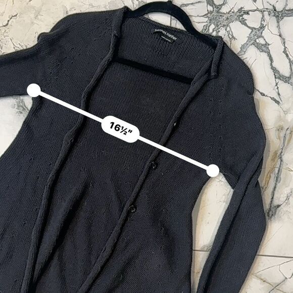 Hannes Roether | S | gray open front woven made in Germany cardigan - Picture 7 of 9